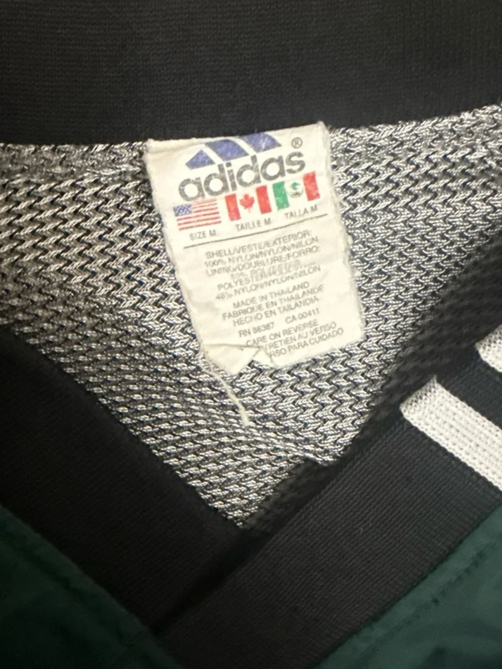 Adidas Dark Green Pullover Windbreaker with White Stripes